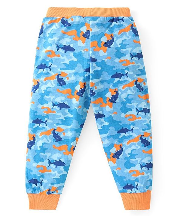 Babyhug Cotton Knit Full Length Lounge Pants with Camouflage & Text Print Pack of 2 - Multicolour