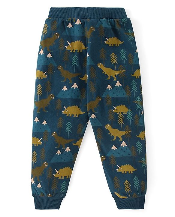 Babyhug Cotton Knit Full Length Lounge Pant Dino Print Pack of 2 - Multicolour