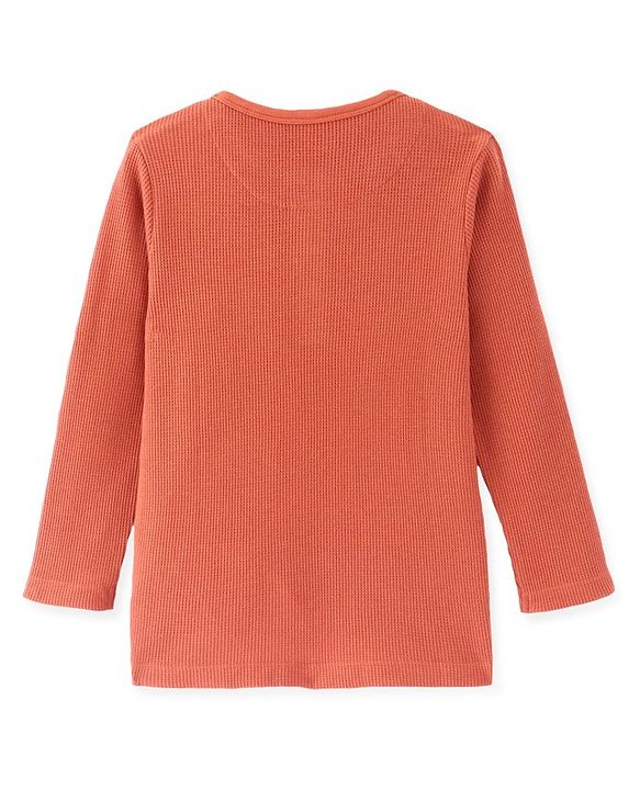 Pine Kids Cotton Structure Knit Full Sleeves T-Shirt Solid Colour - Orange