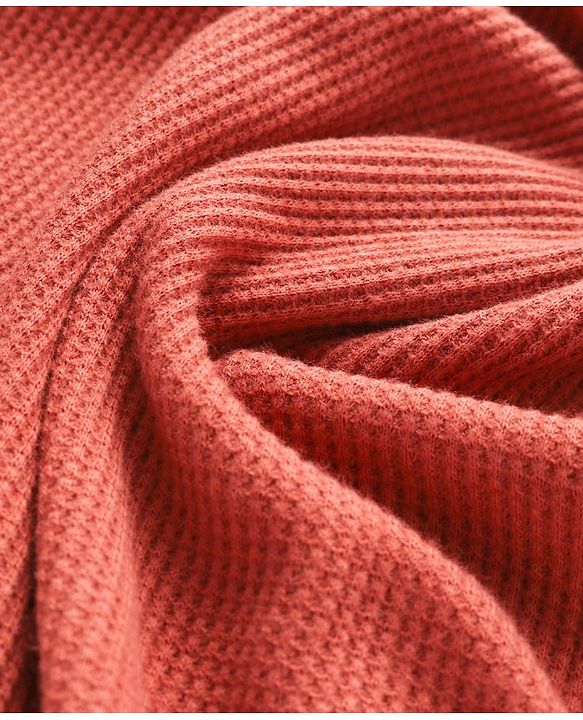 Pine Kids Cotton Structure Knit Full Sleeves T-Shirt Solid Colour - Orange