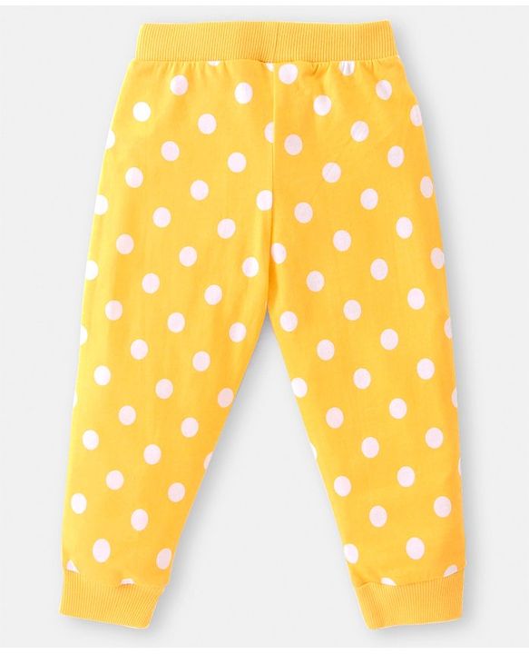 Babyhug Cotton Knit Full Length Lounge Pants with Polka Dot & Floral Print Pack of 2 - Yellow & Pink