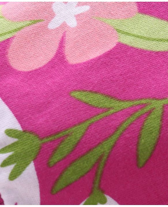 Babyhug Cotton Knit Full Length Lounge Pants with Polka Dot & Floral Print Pack of 2 - Yellow & Pink
