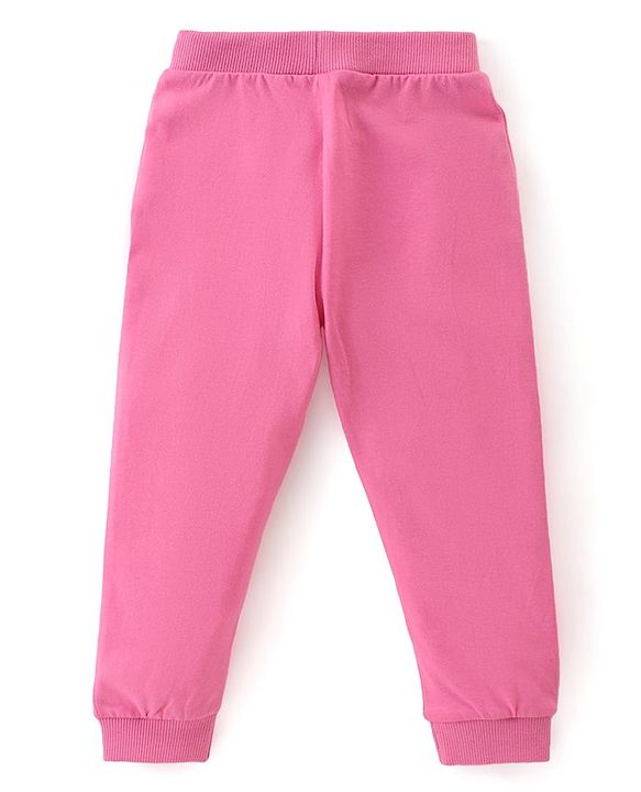 Babyhug Cotton Knit Lounge Pants Unicorn & Floral Print with Bow Applique  Pack of 2 - Multicolour