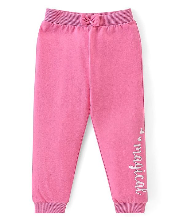 Babyhug Cotton Knit Lounge Pants Unicorn & Floral Print with Bow Applique  Pack of 2 - Multicolour