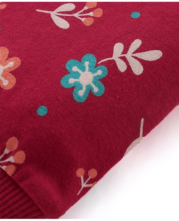Babyhug Cotton Knit Full Length  Lounge Pants Polka Dots & Floral Printed with Bow Applique Pack of 2 - Multicolour