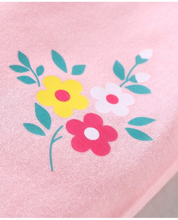 Babyhug Cotton Knit Full Length Lounge Pants Polka Dots & Floral Print with Bow Detailing Pack of 3 - Pink & Blue