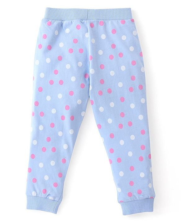 Babyhug Cotton Knit Full Length Lounge Pants Polka Dots & Hearts Printed with Bow Applique Pack of 3 - Multicolour