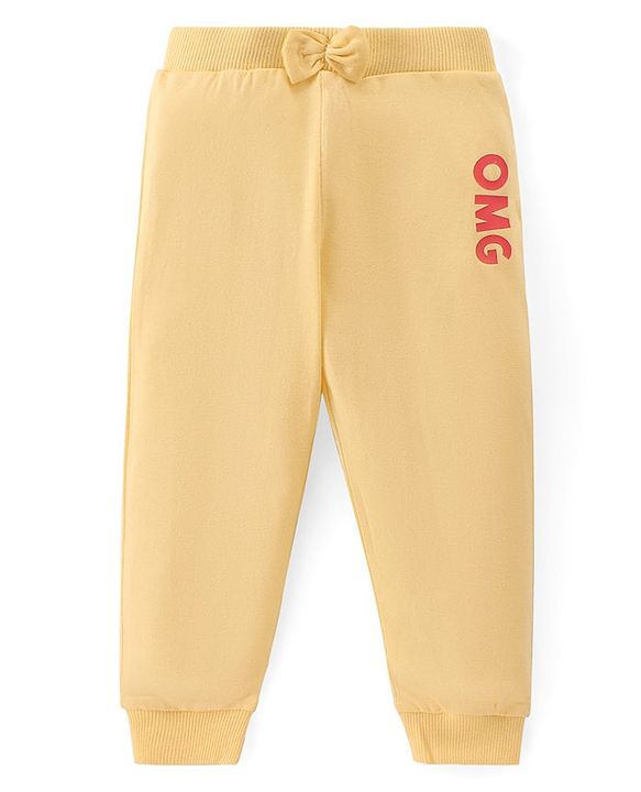 Babyhug Cotton Knit Full  Length Lounge Pants Star Print with Bow Applique Pack of 3 - Multicolour