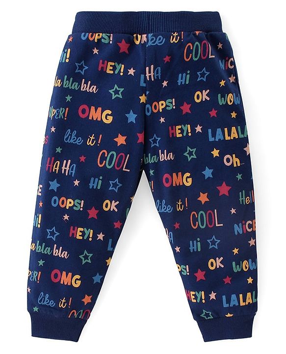 Babyhug Cotton Knit Full  Length Lounge Pants Star Print with Bow Applique Pack of 3 - Multicolour