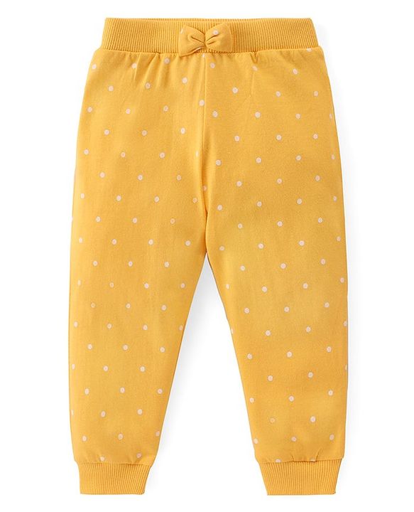 Babyhug Cotton Knit Full Length Lounge Pants Floral & Polka Dots Print with Bow Applique Pack of 3 - Multicolour