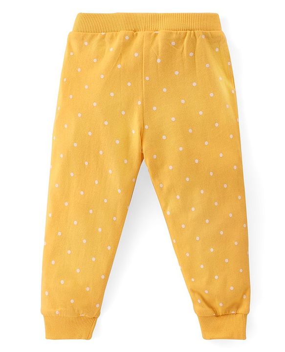 Babyhug Cotton Knit Full Length Lounge Pants Floral & Polka Dots Print with Bow Applique Pack of 3 - Multicolour