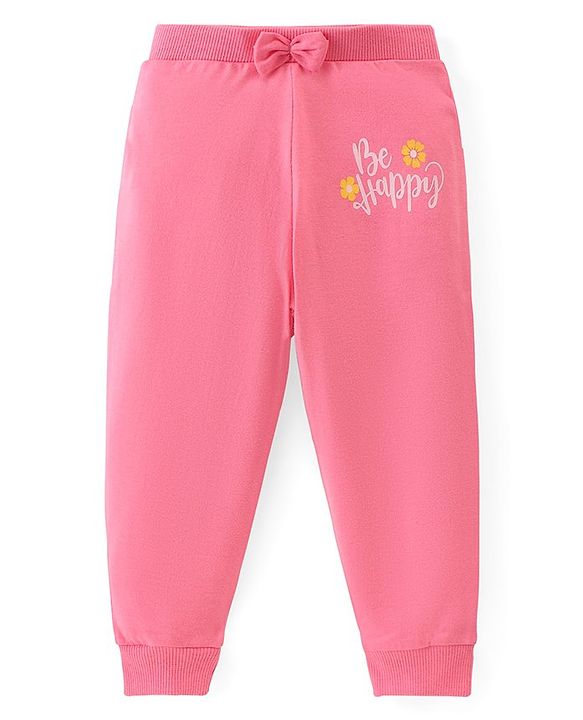Babyhug Cotton Knit Full Length Lounge Pants Floral & Polka Dots Print with Bow Applique Pack of 3 - Multicolour