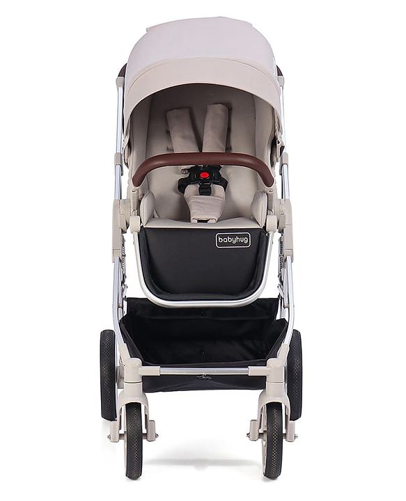 Babyhug Premium Stroller with Reversible Seat and Aluminium Frame - Grey