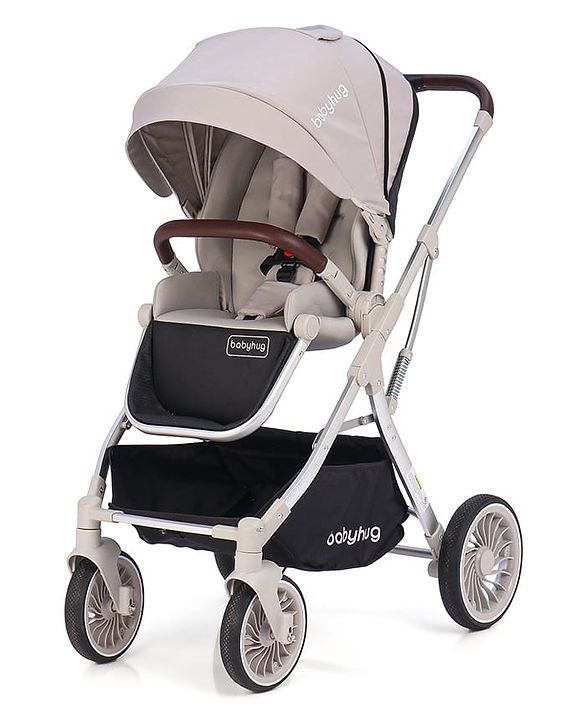 Babyhug Premium Stroller with Reversible Seat and Aluminium Frame - Grey