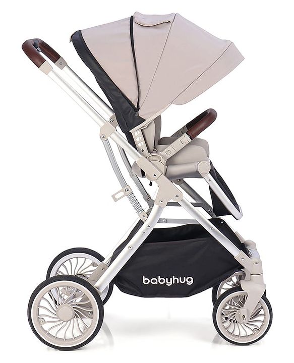 Babyhug Premium Stroller with Reversible Seat and Aluminium Frame - Grey