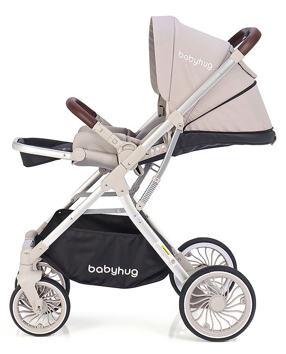 Babyhug Premium Stroller with Reversible Seat and Aluminium Frame - Grey