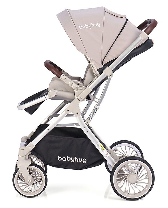Babyhug Premium Stroller with Reversible Seat and Aluminium Frame - Grey