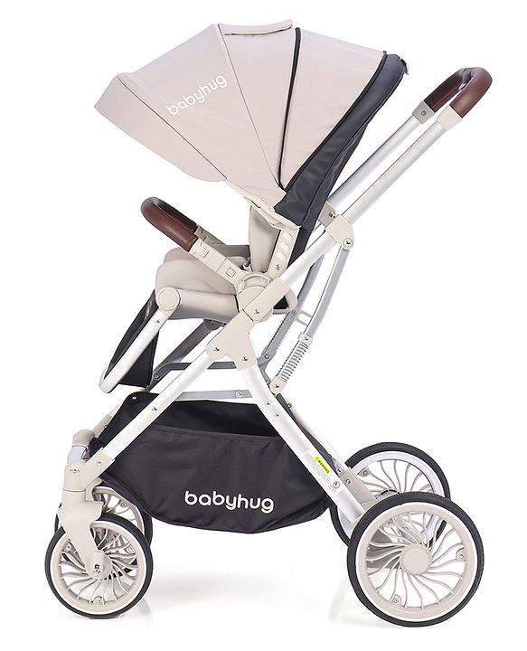 Babyhug Premium Stroller with Reversible Seat and Aluminium Frame - Grey