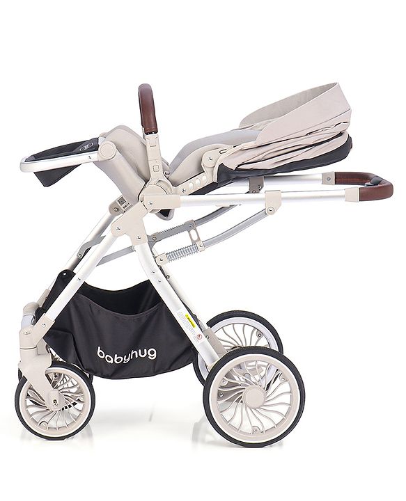 Babyhug Premium Stroller with Reversible Seat and Aluminium Frame - Grey