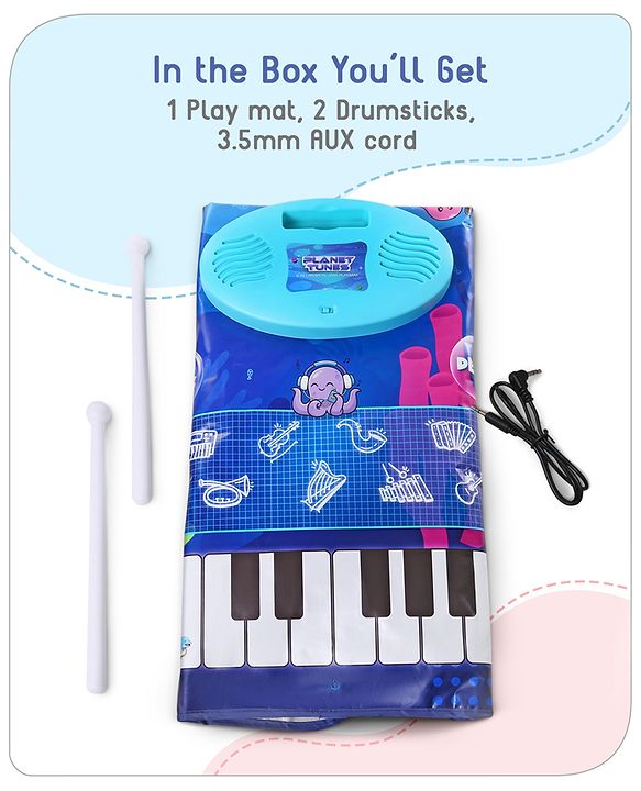 Babyhug 9-in-1 Musical Playmat with Piano, Drum & AUX Support|Sensory & Auditory Stimulation|24 Keys, 8 Instruments, 10 Demos|Easy-to-Clean, Gift-Ready|3+ Years|BIS Certified|L*B: 90x70 cm
