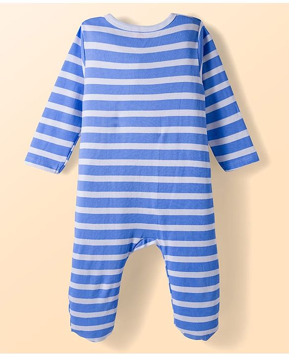 Babyhug Cotton Full Sleeves Sleepsuit With Dinosaur Print And Stripes Pack of 2 - Multicolor
