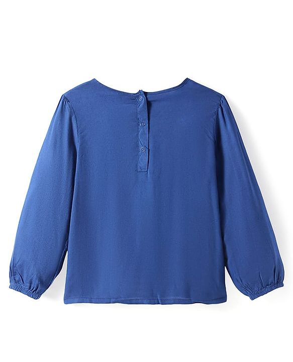 Babyhug Knit Full Sleeves Top with Schiffli - Navy Blue