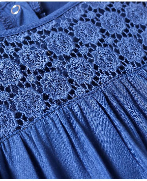 Babyhug Knit Full Sleeves Top with Schiffli - Navy Blue