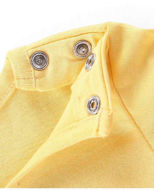 Babyhug Cotton Knit Full Sleeves Night Suit with Text & Hearts Print - Yellow & Pink