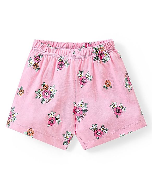 Babyhug Cotton Flutter Sleeves Night Suit With Unicorn And Floral  Print - Pink