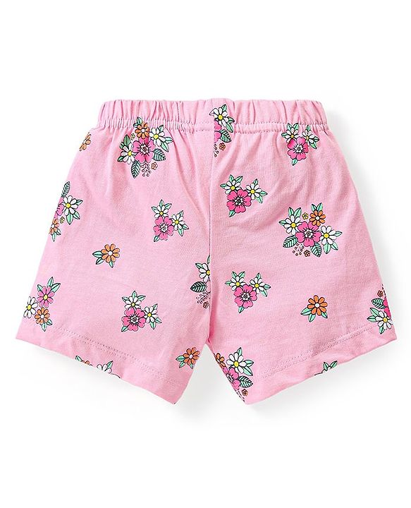 Babyhug Cotton Flutter Sleeves Night Suit With Unicorn And Floral  Print - Pink