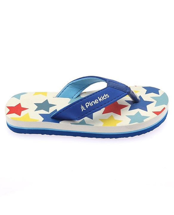 Pine Kids Slip On Flip Flops With Star Print - White