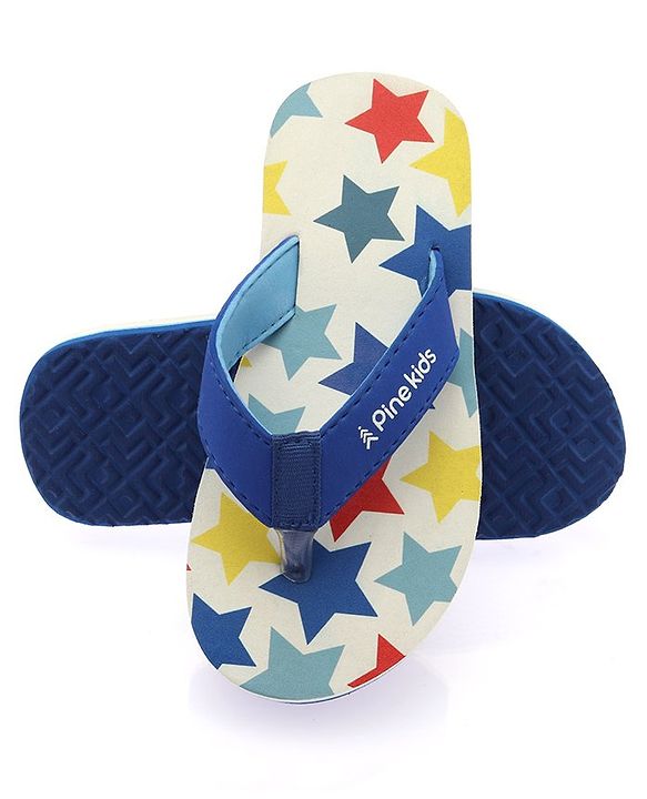 Pine Kids Slip On Flip Flops With Star Print - White