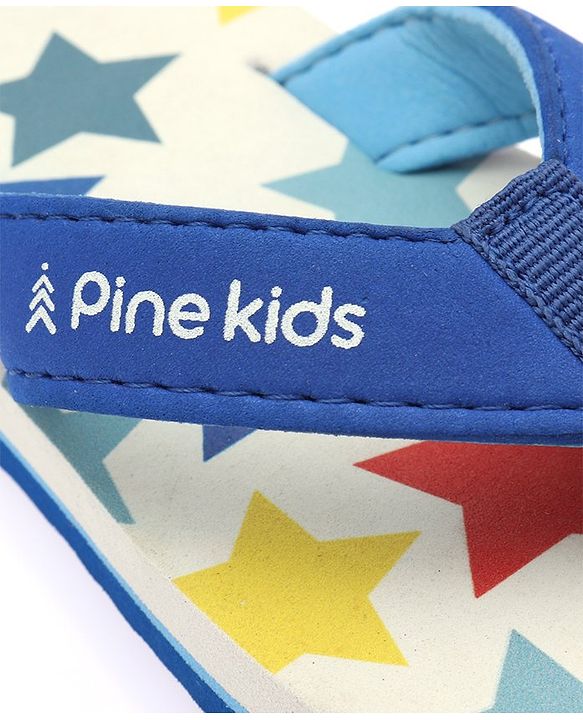 Pine Kids Slip On Flip Flops With Star Print - White