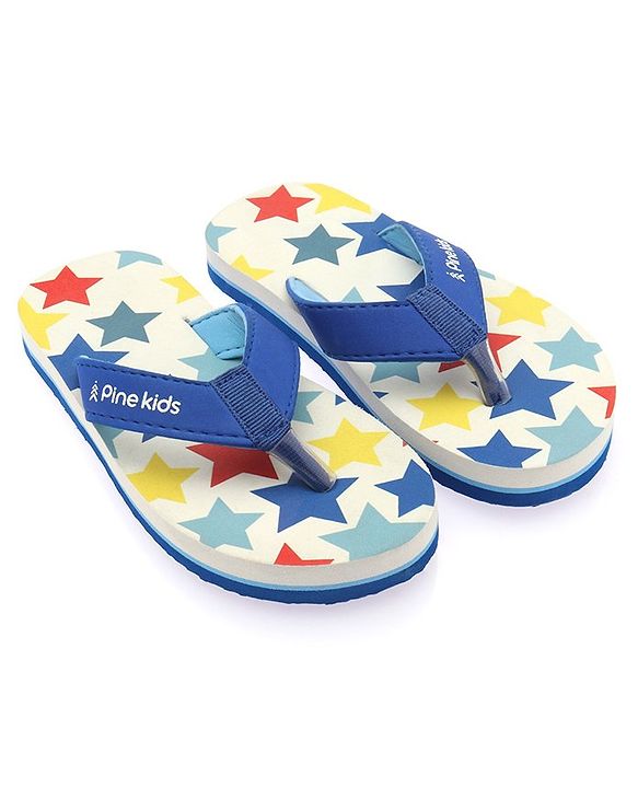 Pine Kids Slip On Flip Flops With Star Print - White