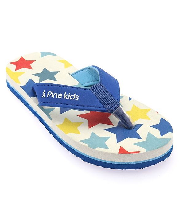 Pine Kids Slip On Flip Flops With Star Print - White