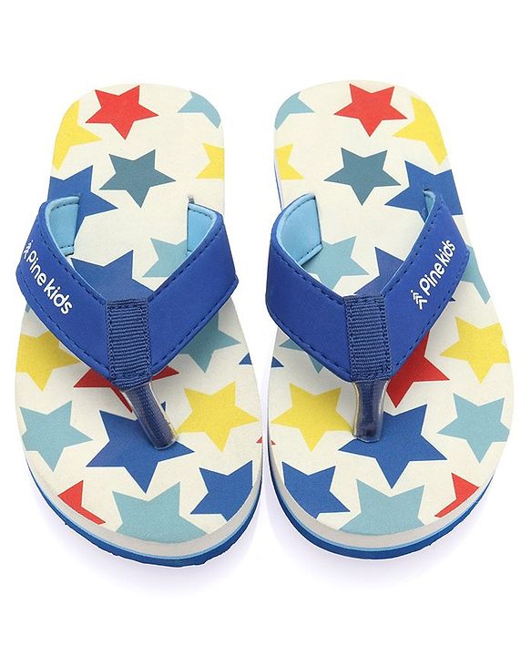 Pine Kids Slip On Flip Flops With Star Print - White
