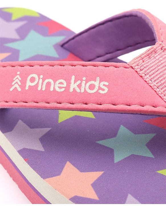 Pine Kids Slip On Flip Flops With Star Print -Lavender
