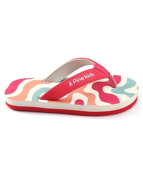 Pine Kids Slip On Flip Flops with Marble Print - Fuchsia