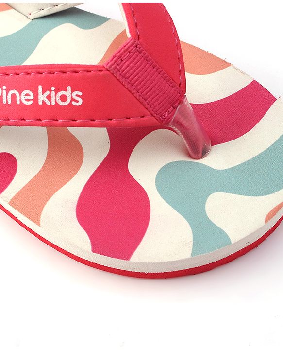 Pine Kids Slip On Flip Flops with Marble Print - Fuchsia