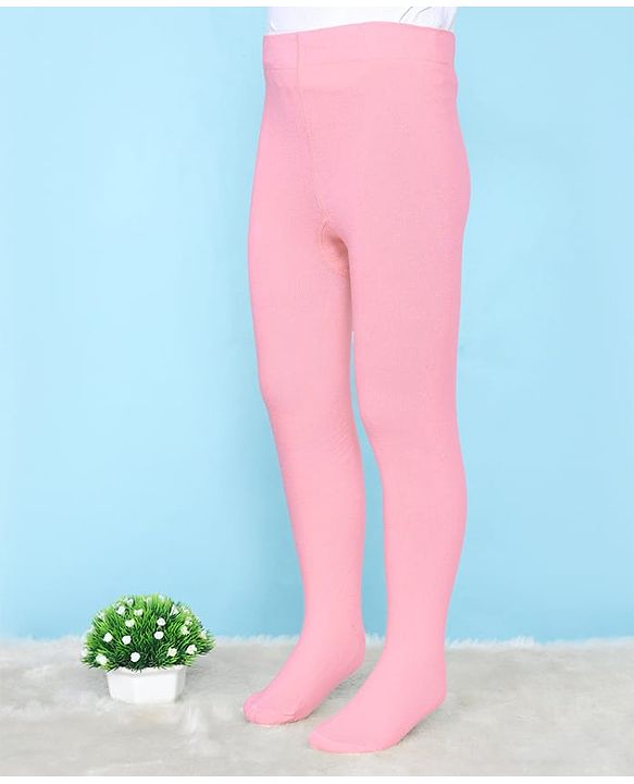 Pine Kids Cotton Knit Solid Colored Footie Tights - Pink