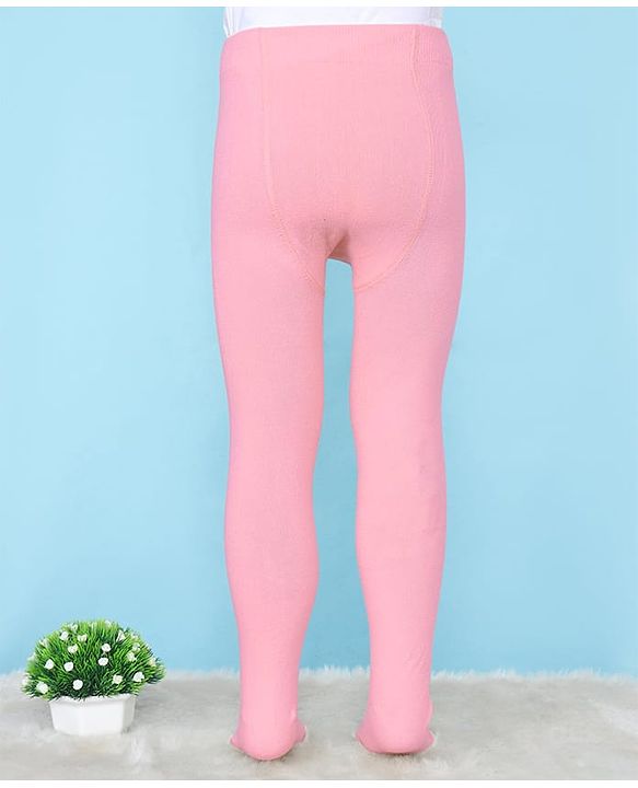 Pine Kids Cotton Knit Solid Colored Footie Tights - Pink