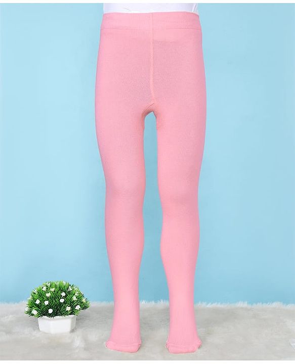 Pine Kids Cotton Knit Solid Colored Footie Tights - Pink