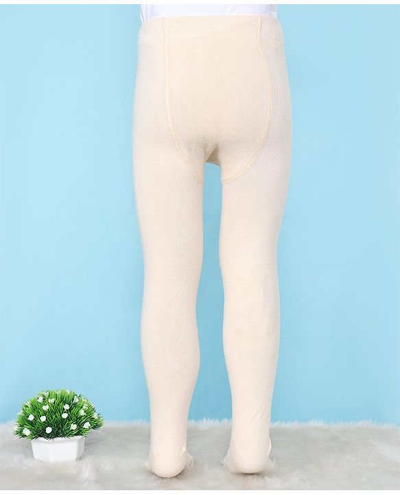 Pine Kids Cotton Knit Silvadur Antimicrobial Footed Tights Solid Colour - Peach