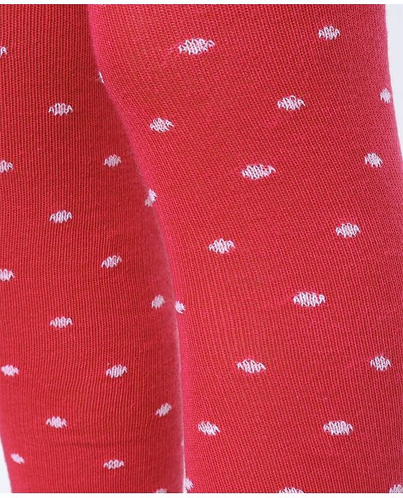 Pine Kids Cotton Knit Anti Microbial Footed Tights Solid Print - Red