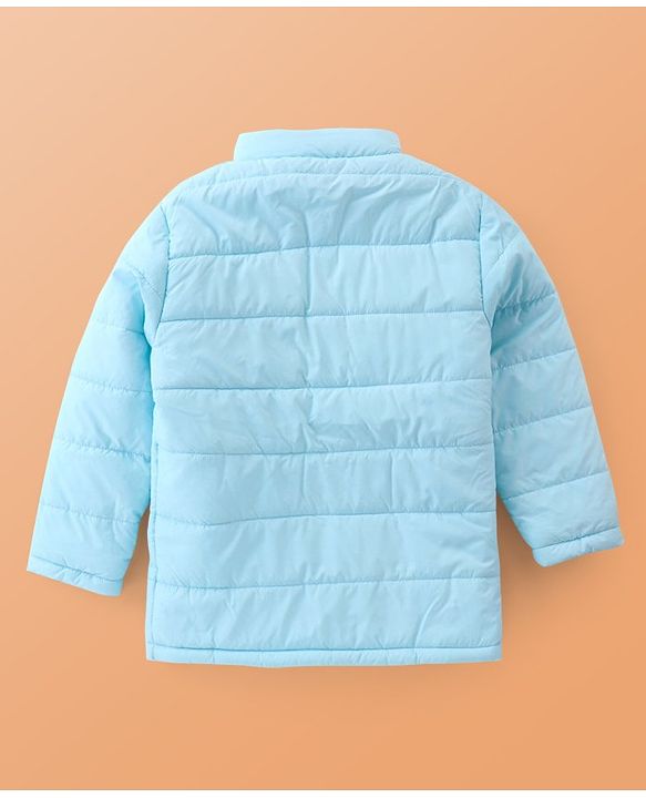 Pine Kids Full Sleeves Quilted Hooded Jacket with Solid Colour -Sky Blue