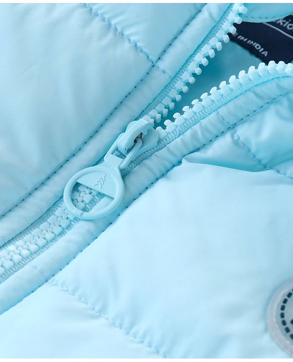 Pine Kids Full Sleeves Quilted Hooded Jacket with Solid Colour -Sky Blue