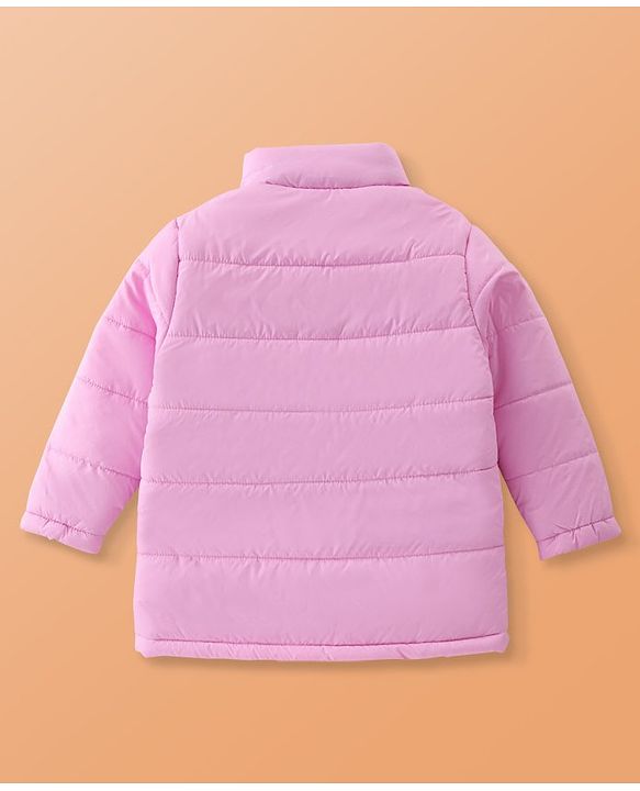 Pine Kids Woven Full Sleeves Solid Padded Jacket with Pockets - Baby Pink