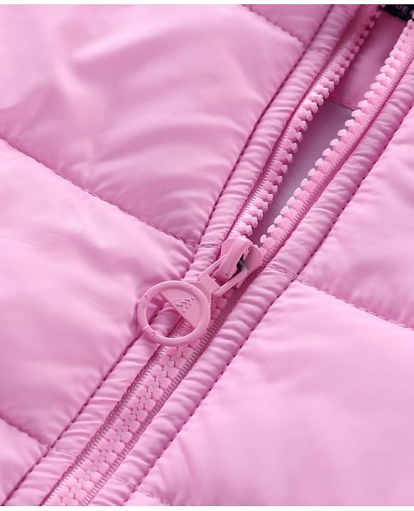Pine Kids Woven Full Sleeves Solid Padded Jacket with Pockets - Baby Pink