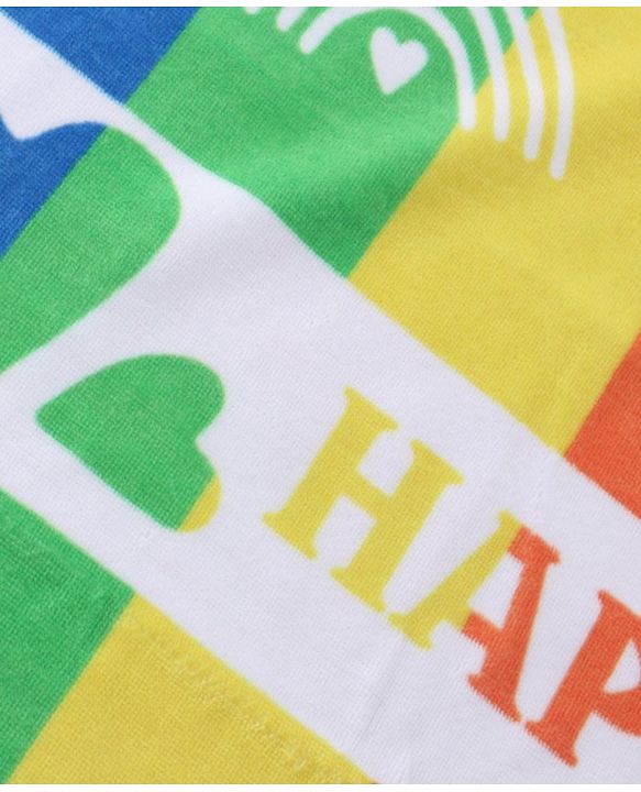 Pine Kids Terry Woven Towel & Wrapper Text Print L 60 x B 120 cm - Multicolor