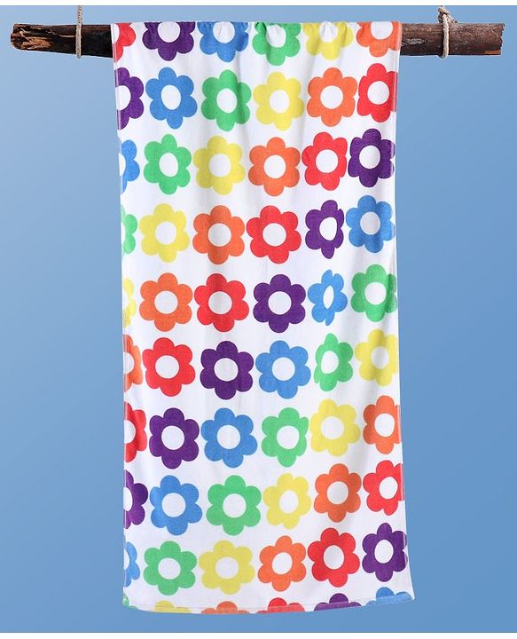 Pine Kids Terry Woven Towel & Wrapper Floral Print L 60 x B 120 cm - Multicolor